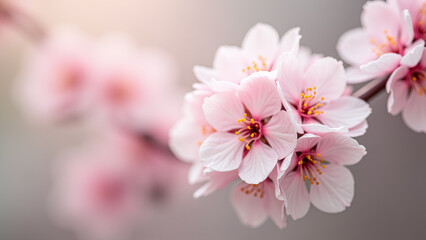 Close-Up of Pink Cherry Blossoms on Branch