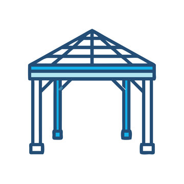 recommend clip art: Blue Outdoor Pergola Illustration on Black Background