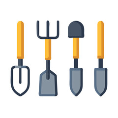 Gardening tools set: shovel, fork, spade icon vector