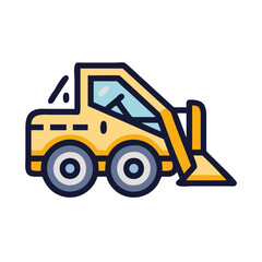 Illustration of a yellow skid steer loader on black