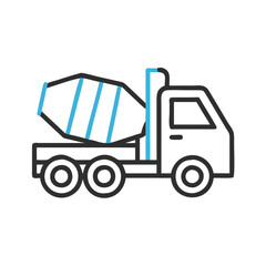 Concrete mixer truck isolated on black background art