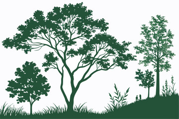 Obraz premium 12 Cherry blossom trees, pink petals, watercolor illustration, delicate branches, spring scene, botanical art, soft pastel colors, minimalist style, Japanese-inspired, sakura blossoms, elegant composi