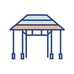 Minimalist Pagoda Graphic Illustration on Black Background