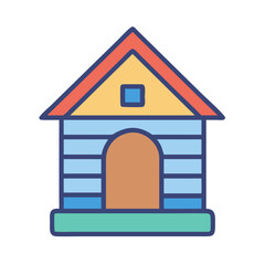 Cute Colorful Dog House Illustration on Black Background