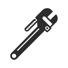 Pipe wrench icon, plumbing tool, construction equipment illustration