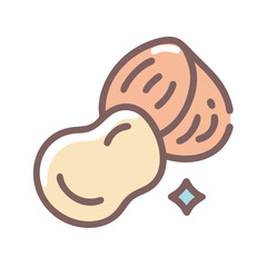 Two peanut kernels illustration, healthy food icon graphic