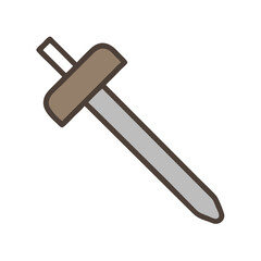 Stylized Flat Design Icon of Sword on Black Background