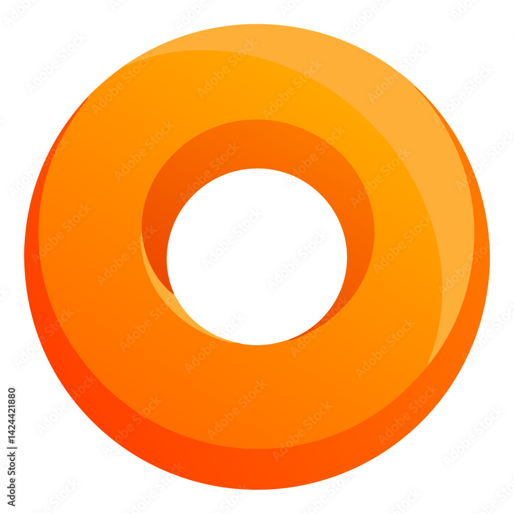 Poster a vibrant orange donut shape with a smooth surface and a centered hole, offering a pop of color and 
