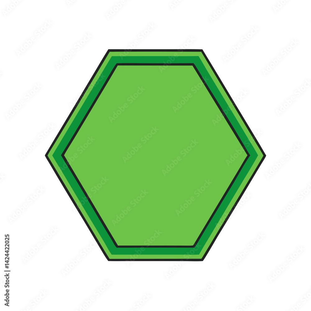 Poster a detailed vector illustration of a meticulously crafted green hexagon with its edges. this graphic 
