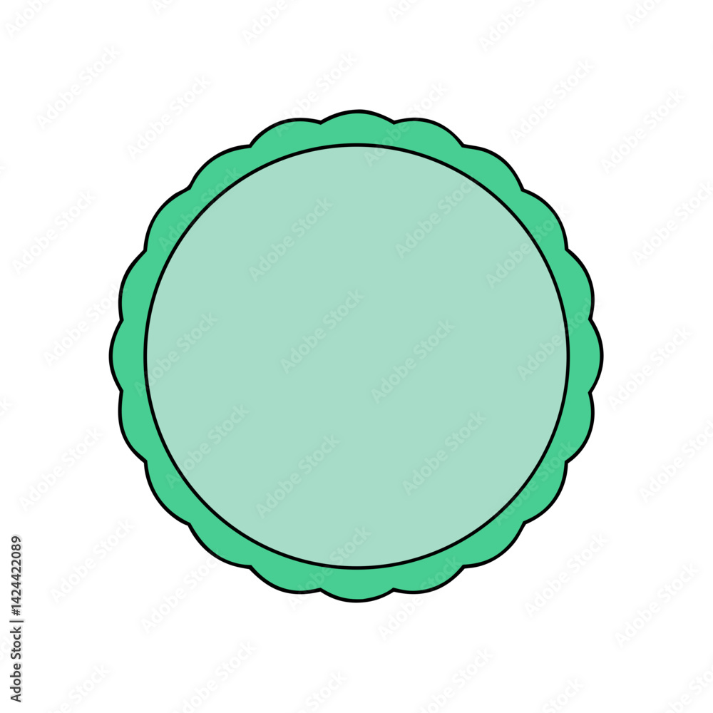 Poster a minimalist image featuring a light green circle with a scalloped edge, providing a clean, modern a