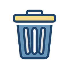 Cartoon trash can on black background clip art