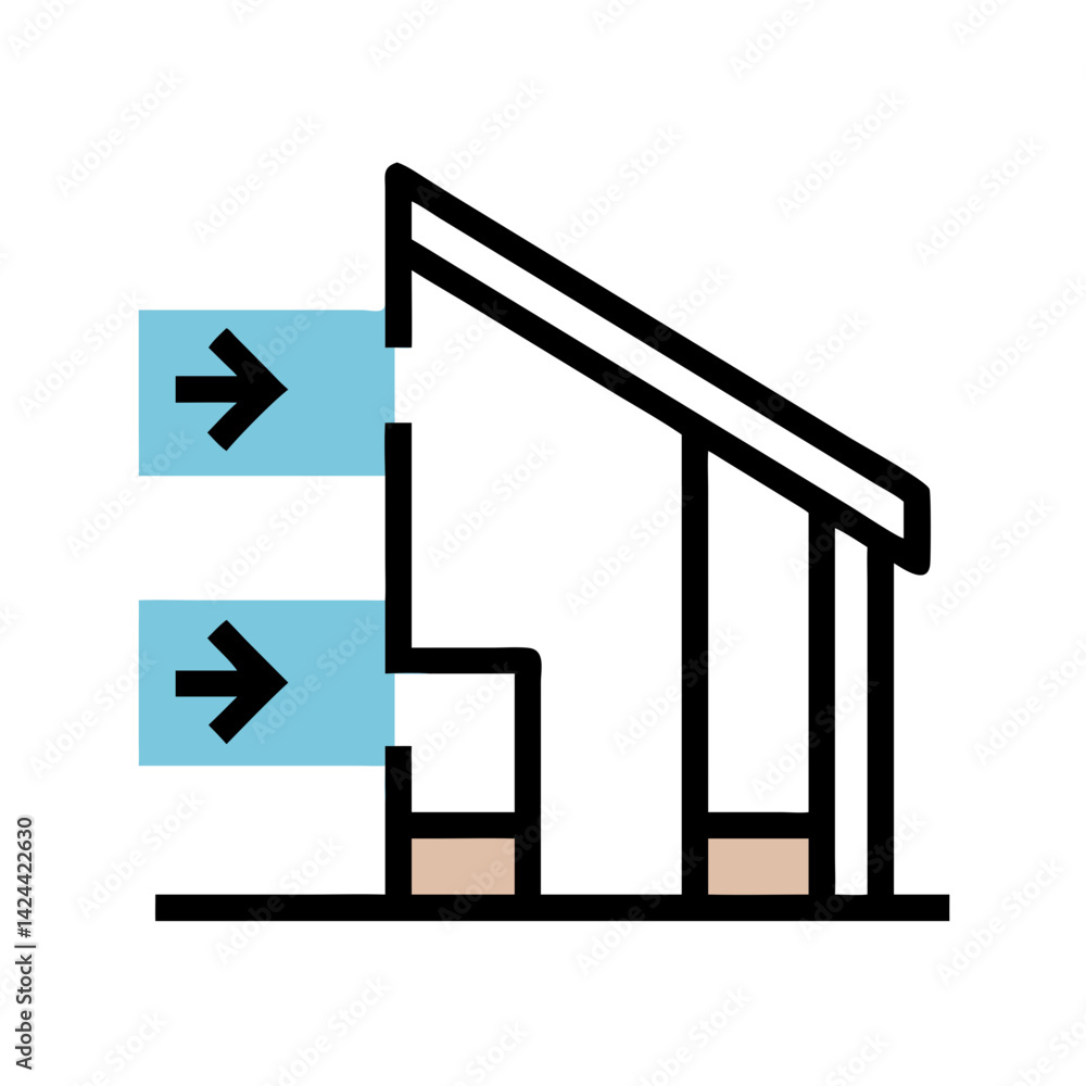 Poster abstract flowchart diagram with arrow icons and boxes