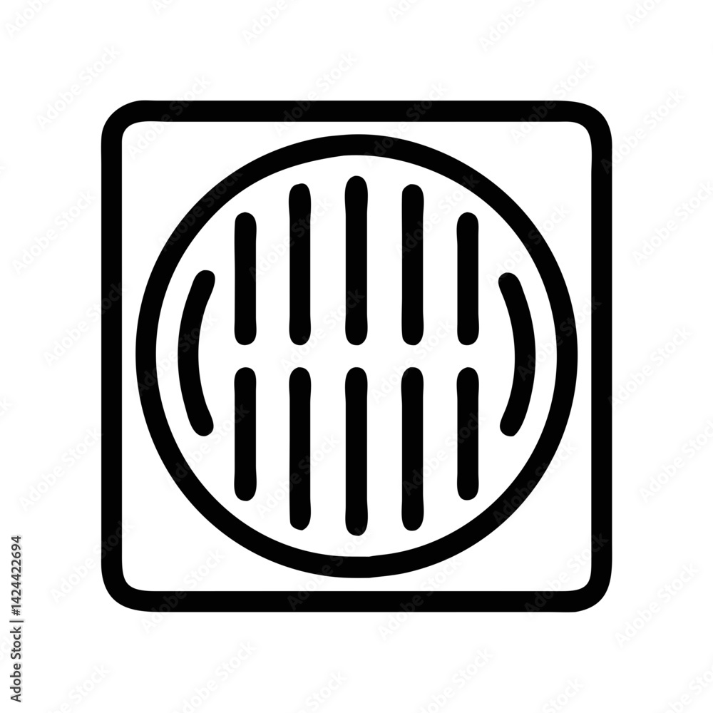 Poster dark audio icon with square border and lines