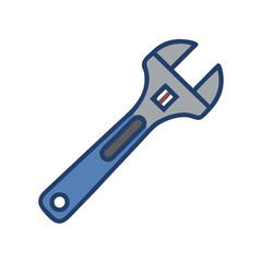 Blue and Gray Adjustable Wrench Tool Illustration