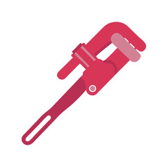 Stylish cartoon illustration of a red pipe wrench
