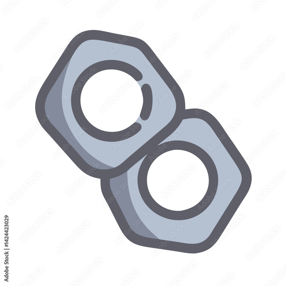 Poster two hexagonal nuts icon on a black background
