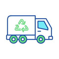 Recycling Truck Icon on Black Background - Illustration