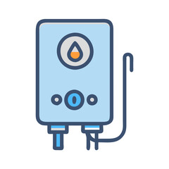 Modern tankless water heater icon on black background