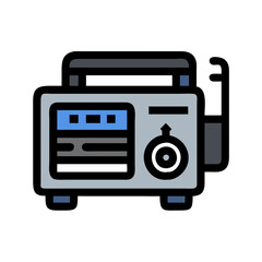 Old Radio Illustration, Retro Audio Device on Black Background