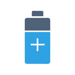Fototapeta premium Blue Battery with Plus Sign on Black Background