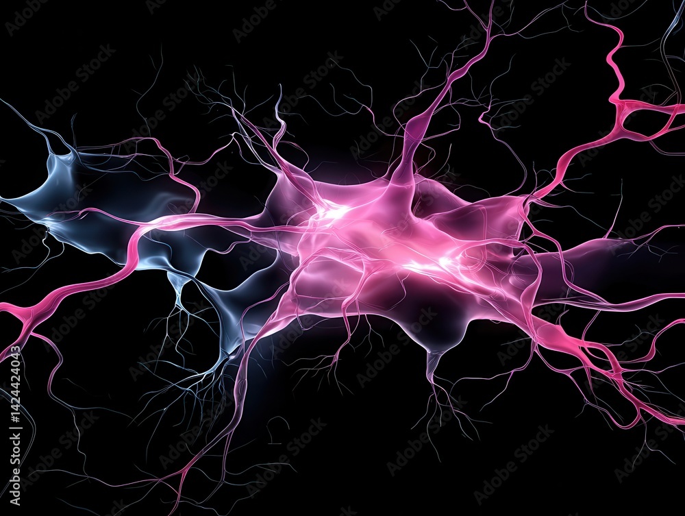 Poster ai-powered neural vision. abstract representation of neural connections in vibrant colors against a 