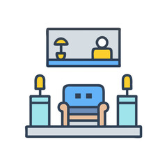 Modern icon interior design with armchair and candles