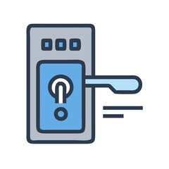 Smart lock icon, blue and gray on black background