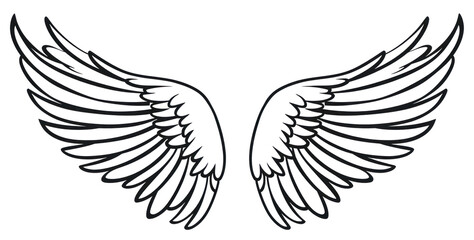 Obraz premium PNG Angel wings doodle white line creativity.