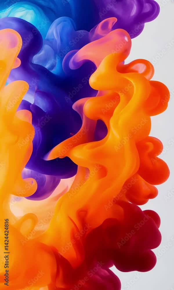 Poster vibrant colors swirl in mesmerizing patterns, showcasing artistic creativity and fluid dynamics