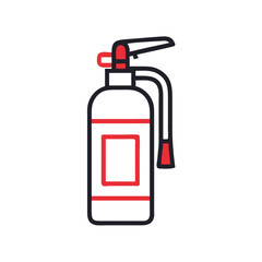Red and Black Fire Extinguisher Icon on Black Background