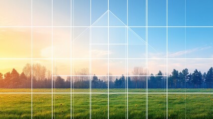 Sunrise Countryside House Plan Grid
