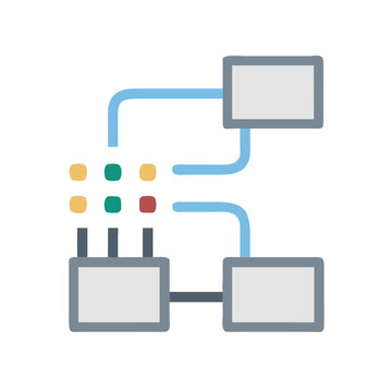 Data flow diagram icon illustrating server network connectivity
