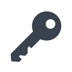 Simple Key Icon on Black Background Symbol
