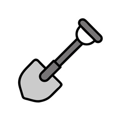 Isolated Simple Light Grey Shovel Icon on Black Background