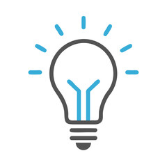 Light Bulb Icon with Rays - Innovation Concept