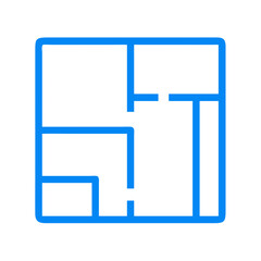 Blue Abstract Floor Plan on Black Background Illustration