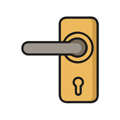 Icon of golden door handle with keyhole symbol