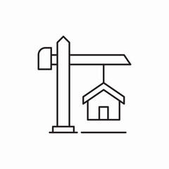 tower crane home icon vector sign