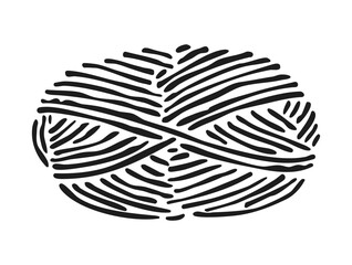 Oval skein of yarn without label. Hand-drawn vector illustration. Yarn and knitting supply concept for design and print