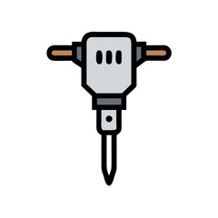 Jackhammer Vector Illustration on Black Background, Minimalist Icon