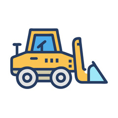Colorful Cartoon Skid Steer Loader Vector Icon Illustration