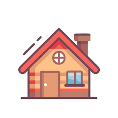 Cozy Wooden House with Chimney Isolated on Black