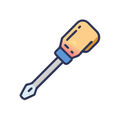 Cartoon Screwdriver Illustration on a Black Background