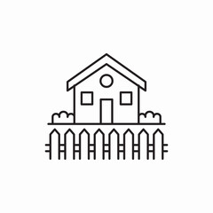 House with picket fence icon vector sign