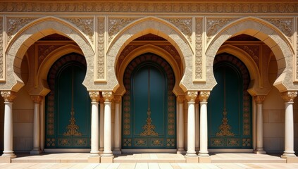Obraz premium Ornate Building Entrance with Gold and Blue Details