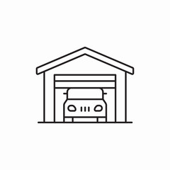 Garage with car door icon vector sign