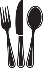 Vector Illustration Of Fork Knife And Spoon Black And White Cutlery Set