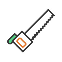 Hand Saw Icon Isolated on Black Background