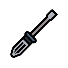 Flathead screwdriver illustration against black background, repair tool