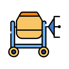 Cement Mixer Cartoon Illustration for Construction or Renovation